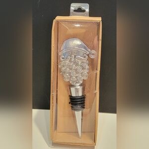 Boston Warehouse Santa Claus Silver Colored Wine Stopper,  Original Box, New